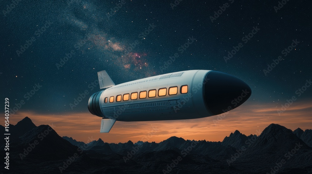 Naklejka premium Futuristic Spaceship with Large Windows and Rounded Edges