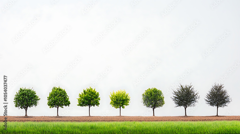 Obraz premium Row of trees showcasing seasonal color changes