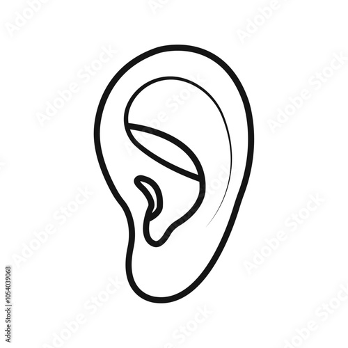 Ear icon outline collection or set in black and white