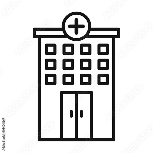 Hospital icon outline collection or set in black and white