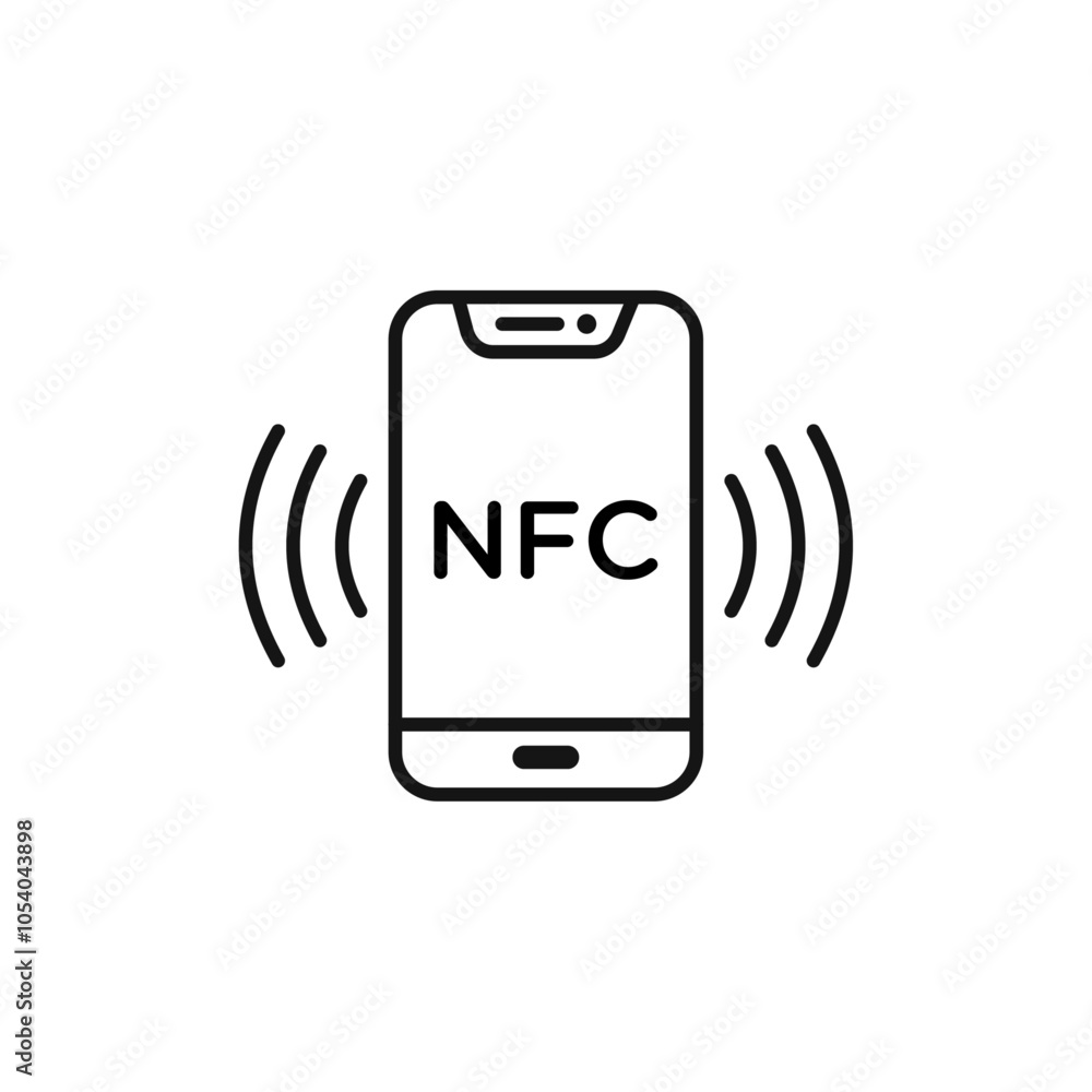 NFC icon outline collection or set in black and white NFC icon outline collection or set in black and white