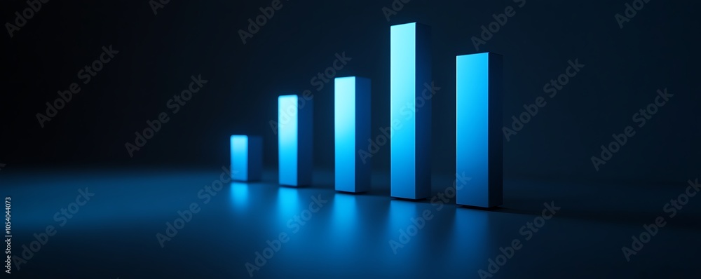 A series of blue bar graphs representing data growth or performance metrics. A series of blue bar graphs representing data growth or performance metrics.