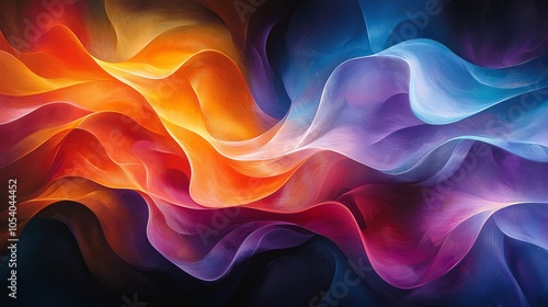 ETL process illustrated as an abstract journey, shapes changing colors and forms, darktolight gradient background photo