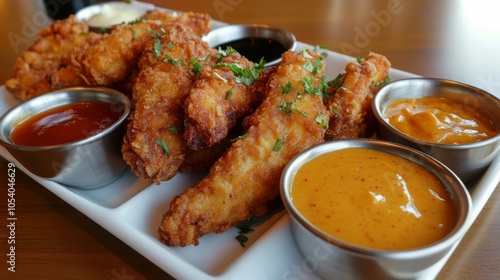 Crispy Chicken Wings with Assorted Dipping Sauces