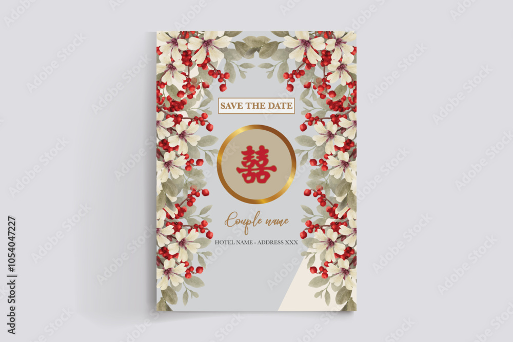 Obraz premium BRIDAL SHOWER FLORAL INVITATION TEMPLATE