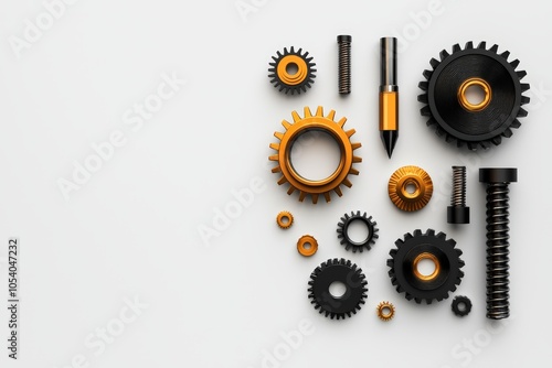 Mechanical gears on a white background photo