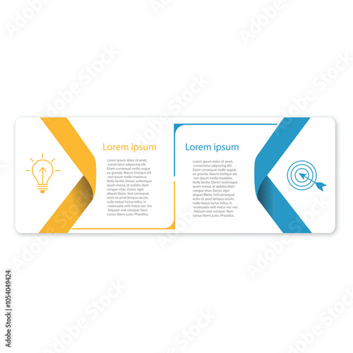 Modern Info-graphic Template for Business with 2 steps, icons for 2 options, multi-color,