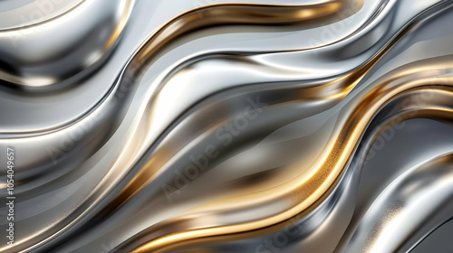 Abstract silver and gold wavy background with a modern design.