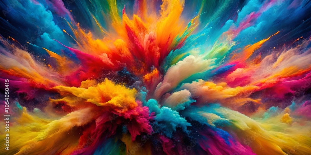 Obraz premium A vibrant explosion of color, a symphony of hues dancing in the air, creating a mesmerizing display of abstract art.