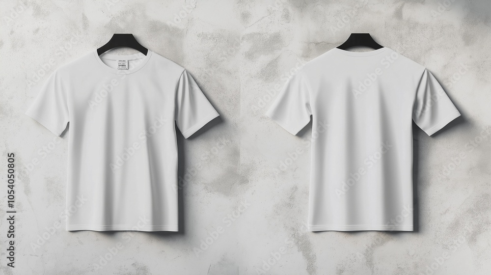 Mockup of white, heather t-shirt clothes isolated on grey background, front and back Mockup of white, heather t-shirt clothes isolated on grey background, front and back