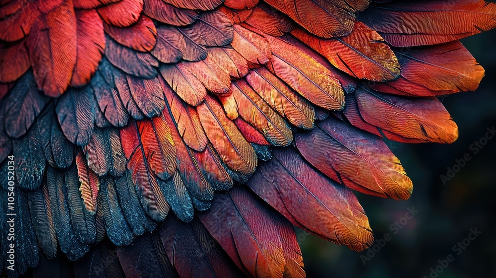 Obraz premium Intricate Close-Up of Colorful Bird Wings