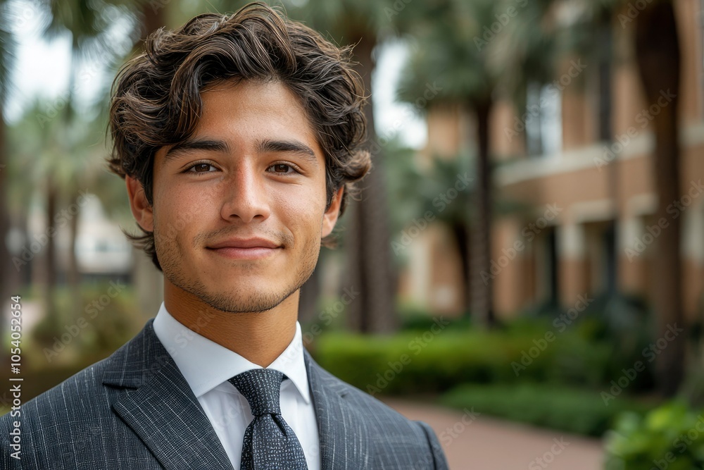 A Young Man in a Suit Smiling and Looking Directly at the Camera A Young Man in a Suit Smiling and Looking Directly at the Camera