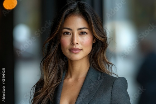 Wallpaper Mural Portrait of a Woman with Long Brown Hair and a Blazer Torontodigital.ca