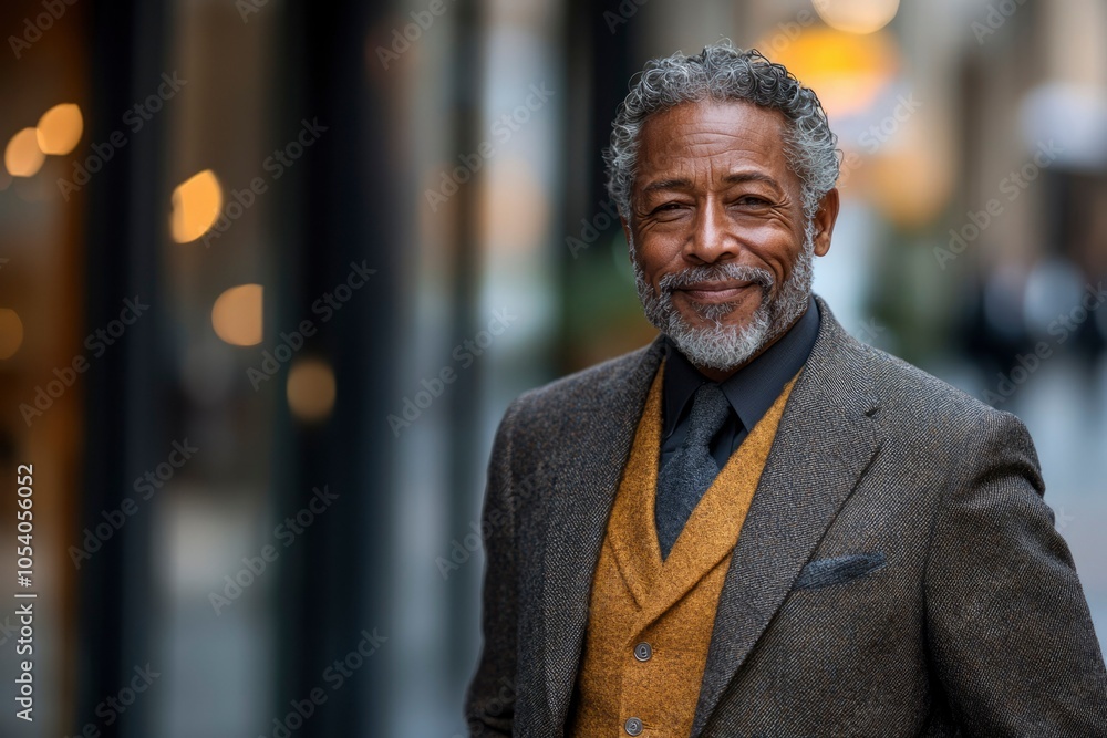 Obraz premium Portrait of a Smiling Older Man in a Suit