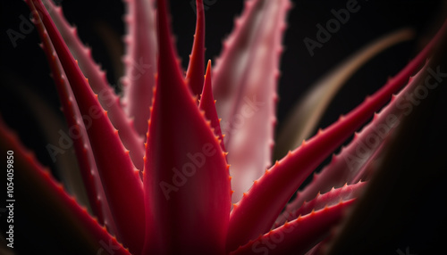 Close-up of red aloe vera plant with spiked leaves photo