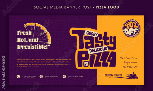 Social media banner template design in purple orange background with typography design