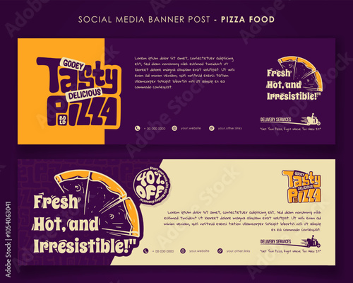 Set of Web banner template for social media post design on pizza advertising design