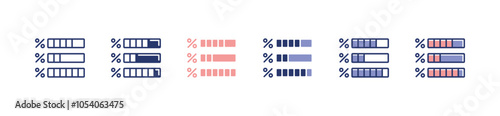 simple progress bar percentage icon set business evaluation statistics result presentation percent grade signs vector illustration