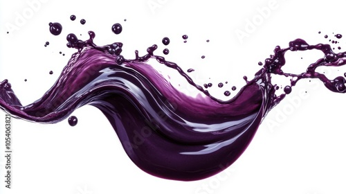 A mid-air splash of dark purple acai juice in a dynamic swirl, highlighted by lighting that enhances the rich color, with plenty of copy space around for advertising