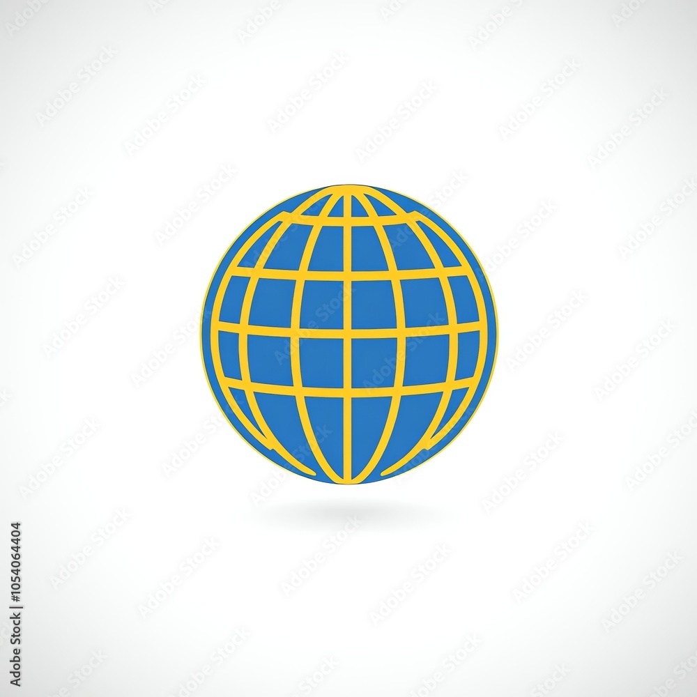 Obraz premium Simple flat globe icon, representing global connectivity, centered on a clean white background