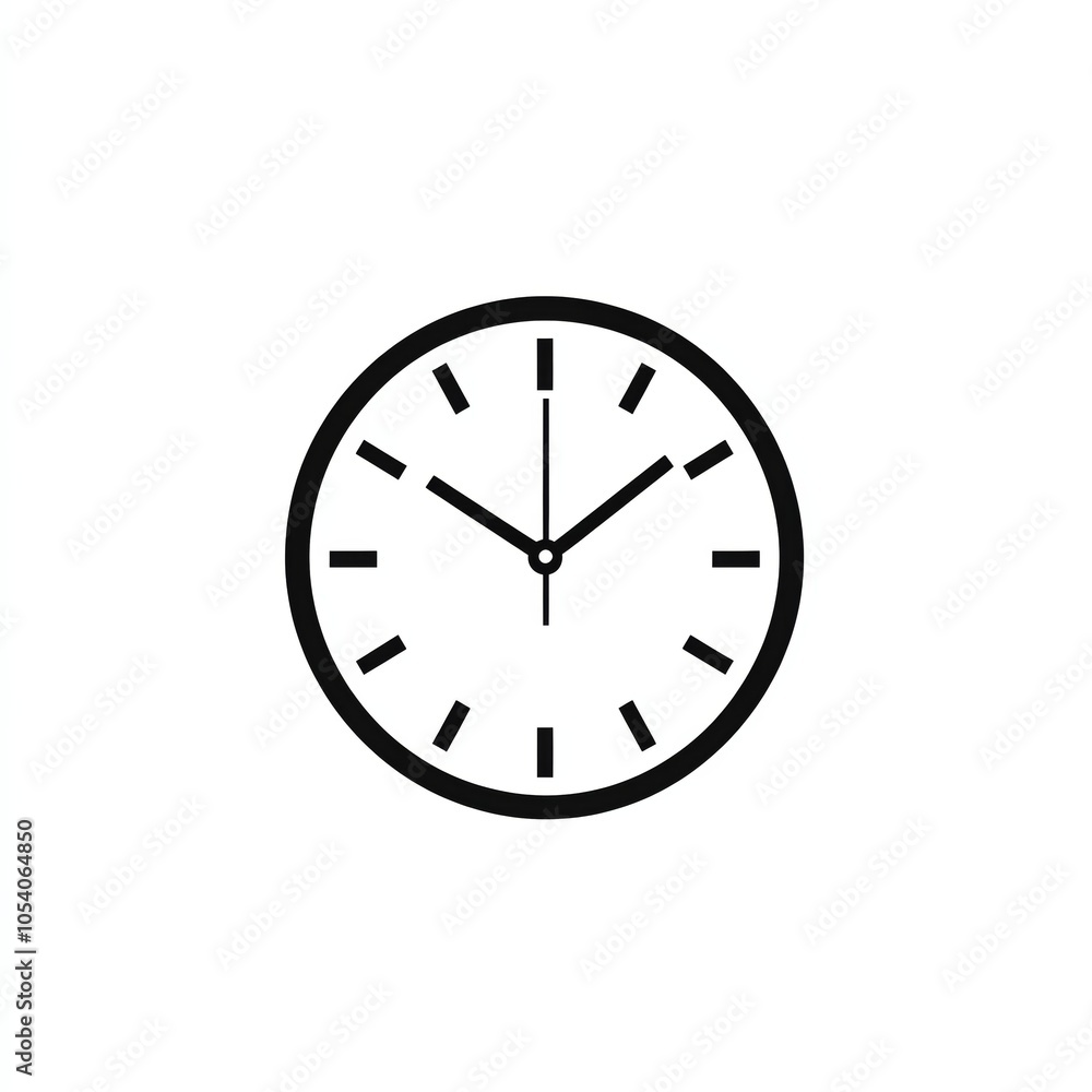 Simple flat clock icon, symbolizing time management or punctuality, on a white background Simple flat clock icon, symbolizing time management or punctuality, on a white background