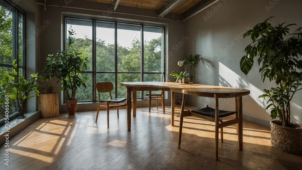 Fototapeta premium Modern Sunlit Room with Indoor Plants