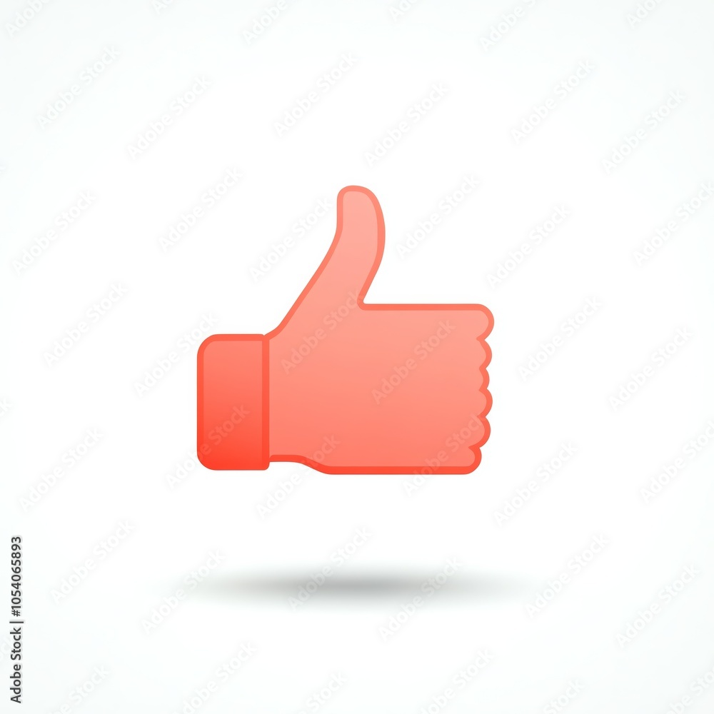 Flat thumbsup icon, representing positive feedback or approval, in a minimalist design on white Flat thumbsup icon, representing positive feedback or approval, in a minimalist design on white