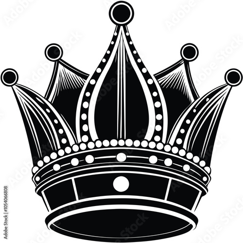 King & Queen Crown vector silhouette icon with Transparent Background Clipart.