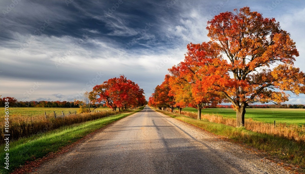 Naklejka premium road in autumn forest