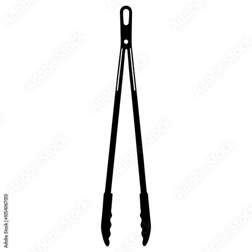 Fried tongs black icon, food tongs silhouette vector illustration in trendy style. Much needed for creative design materials. BBQ vector, icon, silhouette