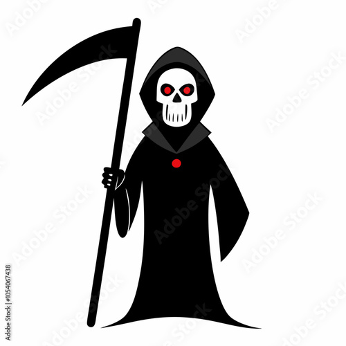  The grim reaper a man in a black cloak holding vector art illustration