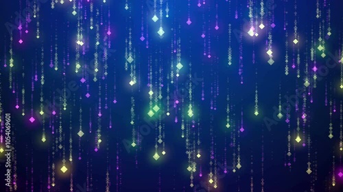 Falling glowing gold streak cascading rain line particles , 4K ,3d abstract animation of particle background.