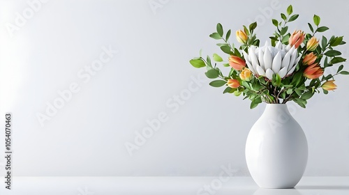 Wallpaper Mural Vase with Bold Protea Flowers on Minimalist Background Torontodigital.ca