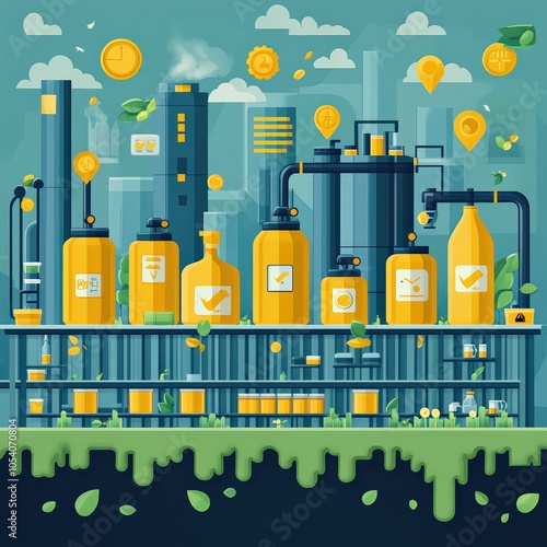 Vector infographic on the eco-friendly production of laundry detergent