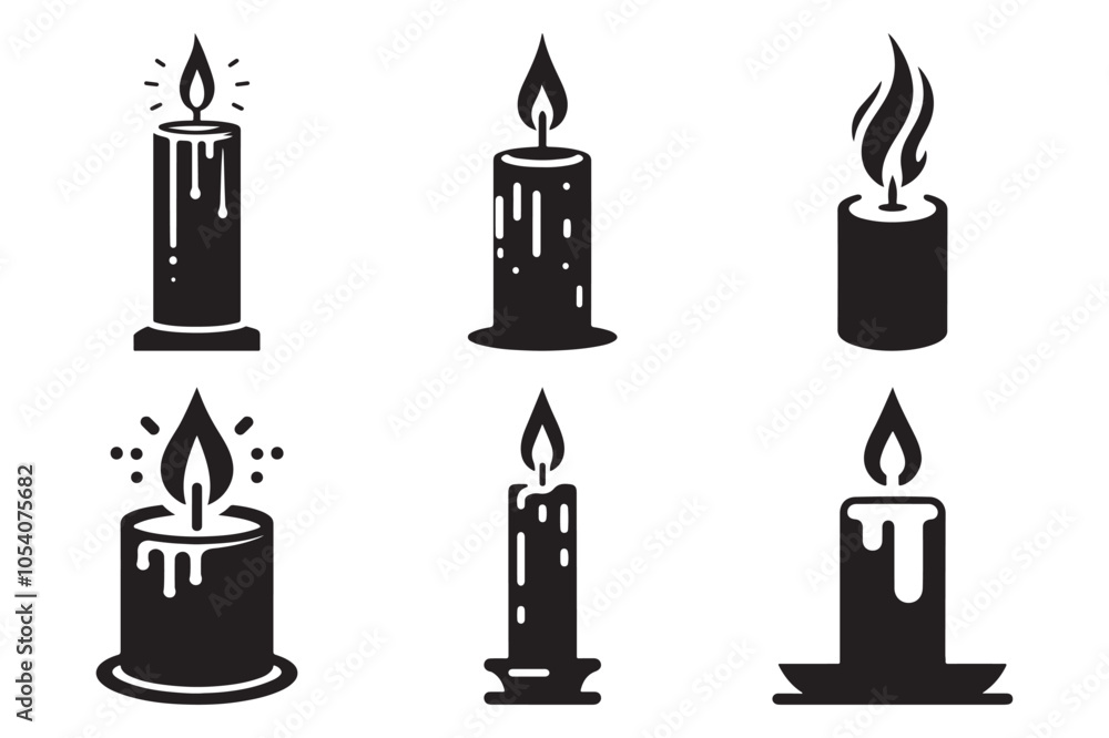 Simple Candle Silhouette Illustration for Graphic Design Simple Candle Silhouette Illustration for Graphic Design