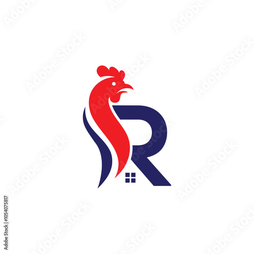 Chicken house vector letter logo