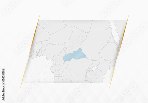 Central African Republic Map in Blue with Gold Framed Accents. Modern Vector Map of Central African Republic.