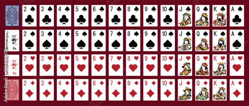 Poker set with isolated cards - Poker playing cards - Miniature playing cards for mobile applications