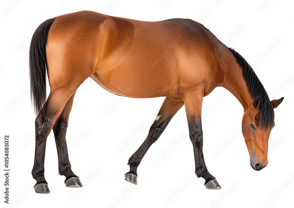 Obraz premium Brown Horse isolated on white or transparent background, png clipart, design element