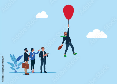 Balloon floats higher. High global inflation. FED interest rate hike. floating interest. Inflation high up. Grow chart up increase profit sales and investment. Flat vector illustration.