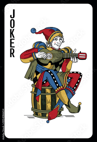 Classic Joker playing card - Vector illustration.