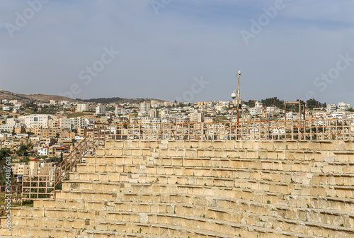 Amphitheater in Jerash (Gerasa of Antiquity), capital and largest city of Jerash Governorate, Jordan. photo