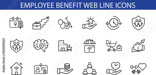 Employee Benefit Web Line Icons Set Design
