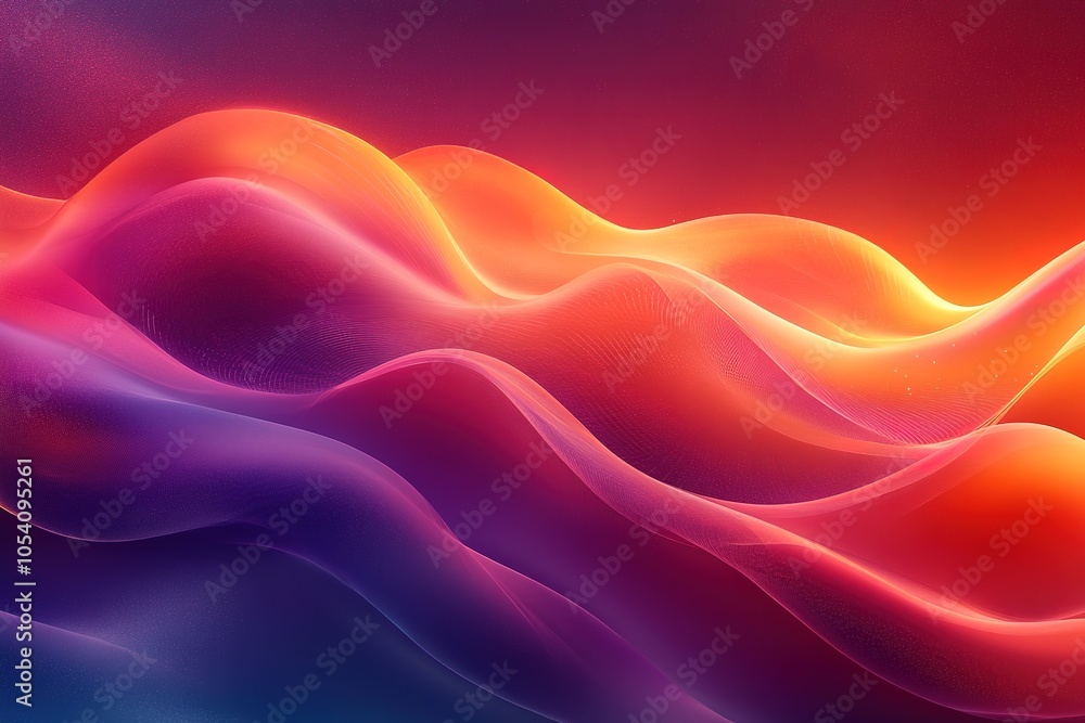 Fototapeta premium Abstract background with flowing, vibrant, red, orange, and purple waves.