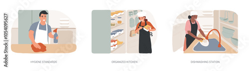Kitchen organization isolated cartoon vector illustrations se
