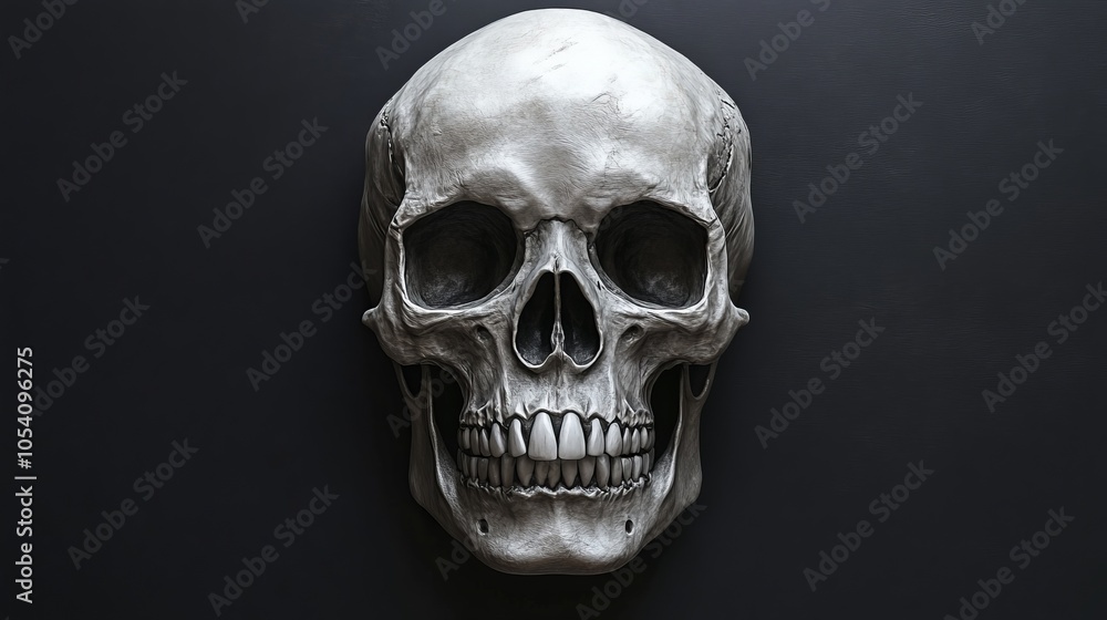 Obraz premium A skull is shown in a black background