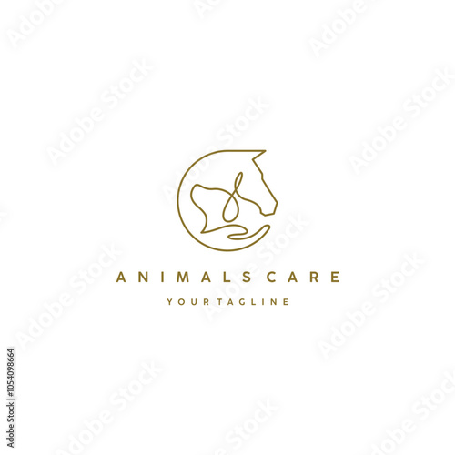 animal care logo horse and dog vector illustration