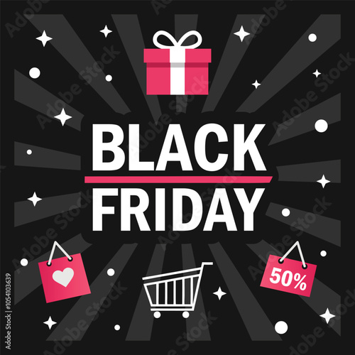 Black Friday Social Media Poster Design on Black Background