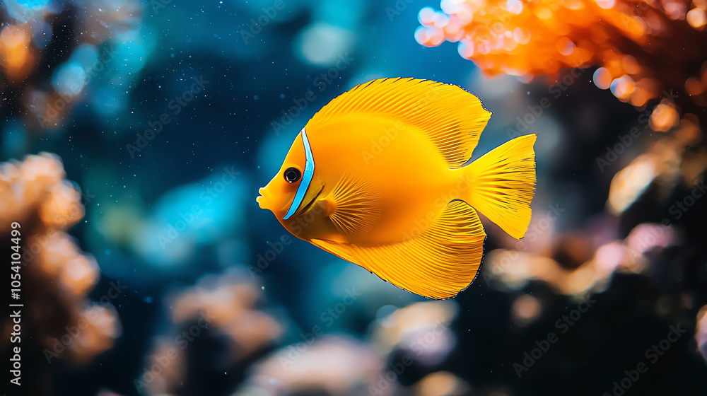 Obraz premium Fish swimming through coral reefs, showcasing dynamic interactions and sustainability in marine ecosystems