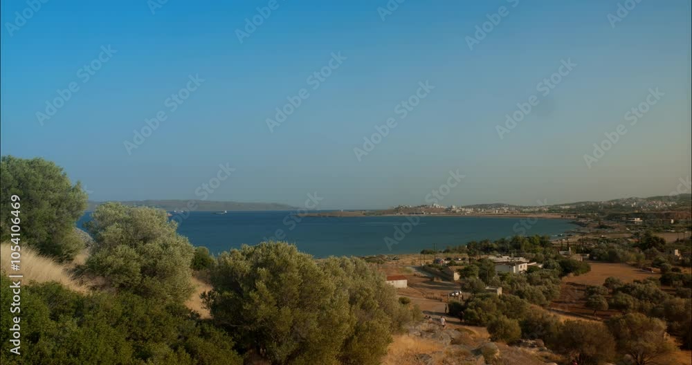 Panoramic View Of Athens With The Aegean Sea In The Background Panoramic View Of Athens With The Aegean Sea In The Background